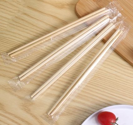 Doğal Bambu Tek seferlik yuvarlak çubuklar OPP paketi ile Ev / Restoran / Otel Flatware Tipi Çubuklar için