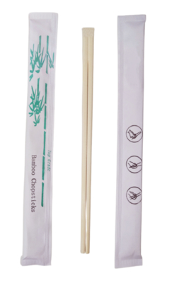 Logo baskılı bambu çubukları bireysel tam kağıt kollu / sargı Sushi Tensoge Çubukları Çinli tek kullanımlık bambu çubukları